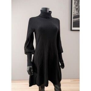 Tahari Black Turtleneck Sweater Dress‎ Small Long Sleeve Knit Classic